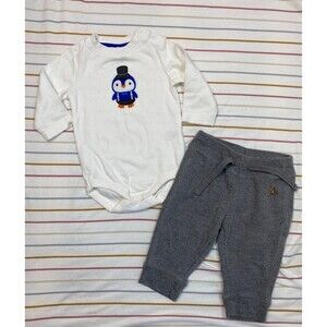 Gymboree Penguin Bodysuit & Baby Gap Joggers Outfit – Size 3–6M